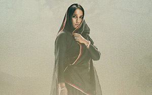 First look poster of Zoya Hussain as The Widow on Bollywood action thriller movie, Laal Kaptaan